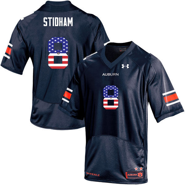 Men #8 Jarrett Stidham Auburn Tigers USA Flag Fashion College Football Jerseys-Navy